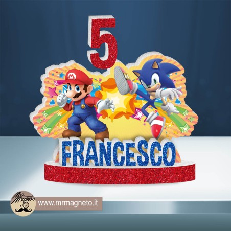 Striscione Super Mario / Sonic - 01 - carta cm 140x100 personalizzato