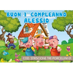 Striscione Tre porcellini - 01 - carta cm 140x100 personalizzato