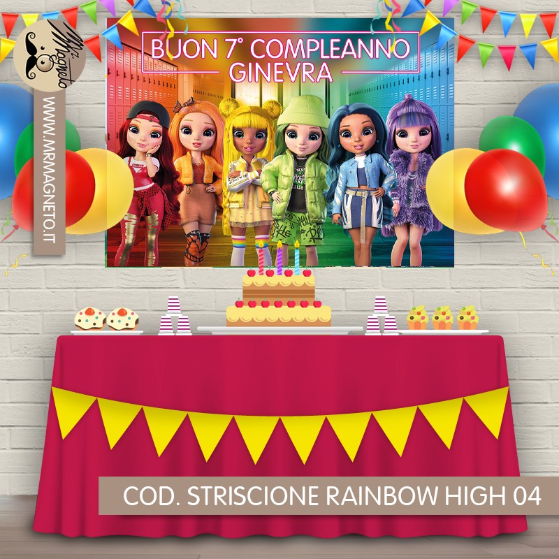 Striscione Rainbow high - 04 - carta cm 140x100 personalizzato