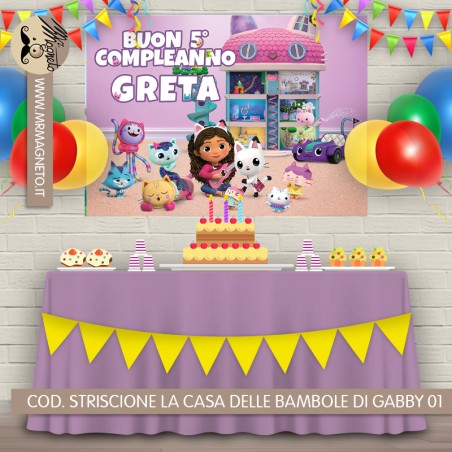 Striscione La casa delle bambole di Gabby - 01 - carta cm 140x100 personalizzato