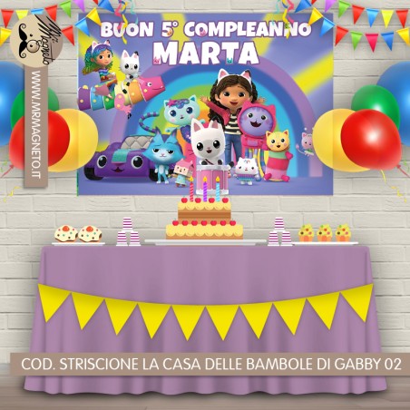 Striscione La casa delle bambole di Gabby - 02 - carta cm 140x100 personalizzato