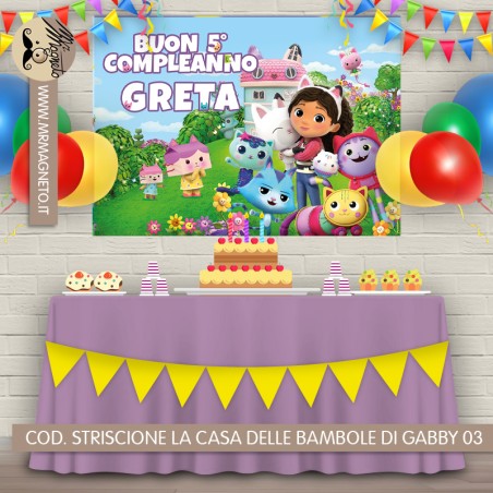 Striscione La casa delle bambole di Gabby - 03 - carta cm 140x100 personalizzato