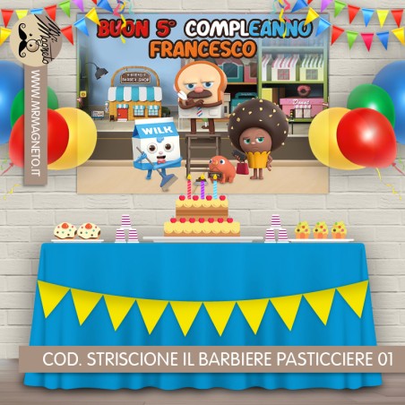 Striscione Il barbiere pasticciere - 01 - carta cm 140x100 personalizzato