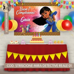 Striscione Mira detective reale - 01 - carta cm 140x100 personalizzato