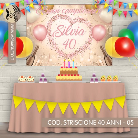 Striscione 40 anni - 05 - carta cm 140x100 personalizzato