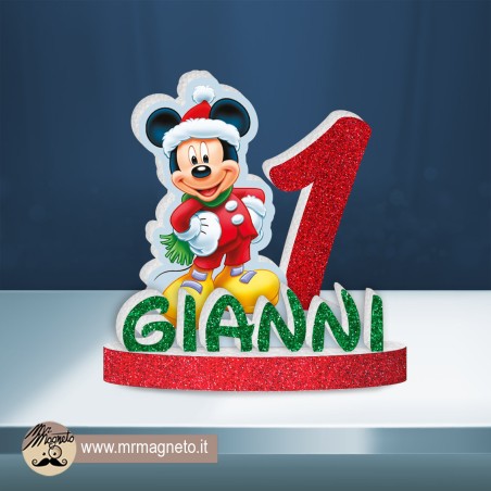 Sagoma Topolino Natale 01 con nome e numero