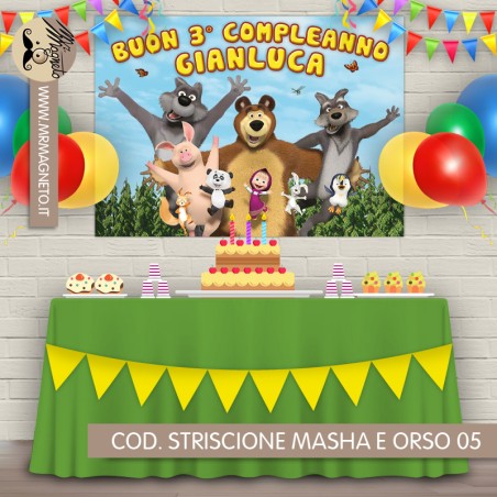 Striscione Masha e Orso - 05 - carta cm 140x100 personalizzato