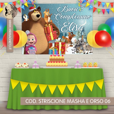 Striscione Masha e Orso - 06 - carta cm 140x100 personalizzato