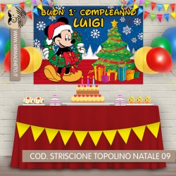 Striscione Topolino natale - 09 - carta cm 140x100 personalizzato