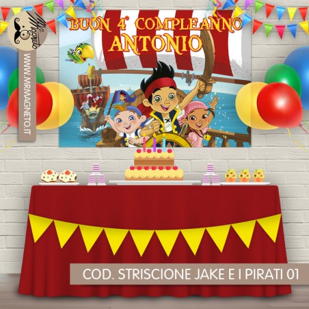 Striscione Jake e i pirati - 01 - carta cm 140x100 personalizzato