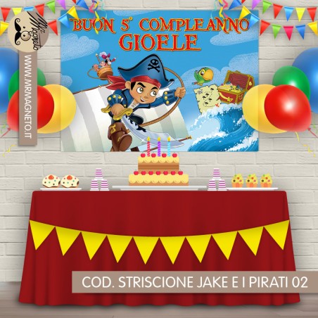 Striscione Jake e i pirati - 02 - carta cm 140x100 personalizzato