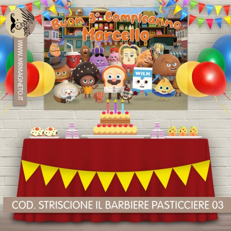 Striscione Il barbiere pasticciere - 03 - carta cm 140x100 personalizzato