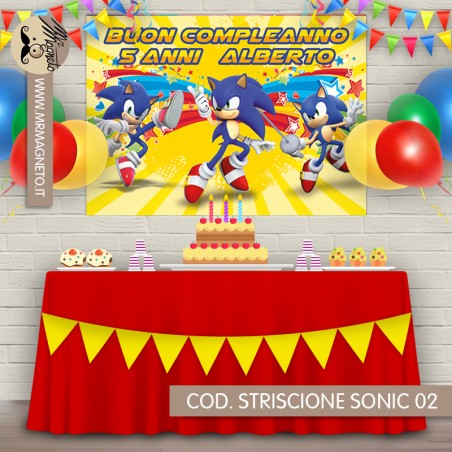 Striscione Sonic - 02 - carta cm 140x100 personalizzato