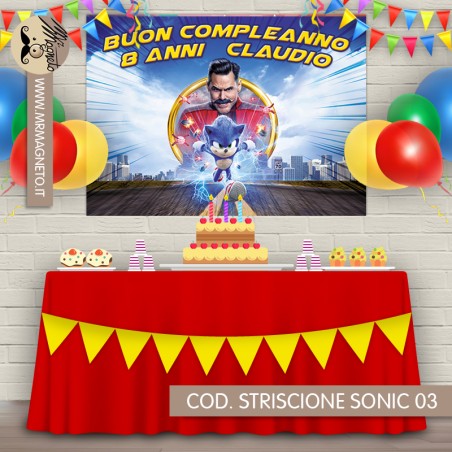 Striscione Sonic - 03 - carta cm 140x100 personalizzato