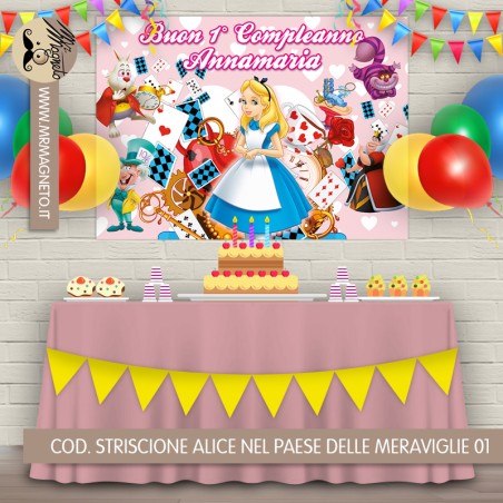 Striscione Alice nel Paese delle Meraviglie - 01- carta cm 140x100 personalizzato