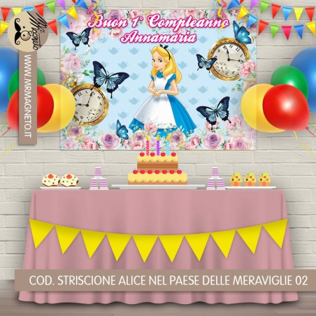 Striscione Alice nel Paese delle Meraviglie - 02 - carta cm 140x100 personalizzato