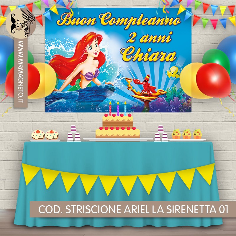 Striscione Ariel Sirenetta - 01 - carta cm 140x100 personalizzato