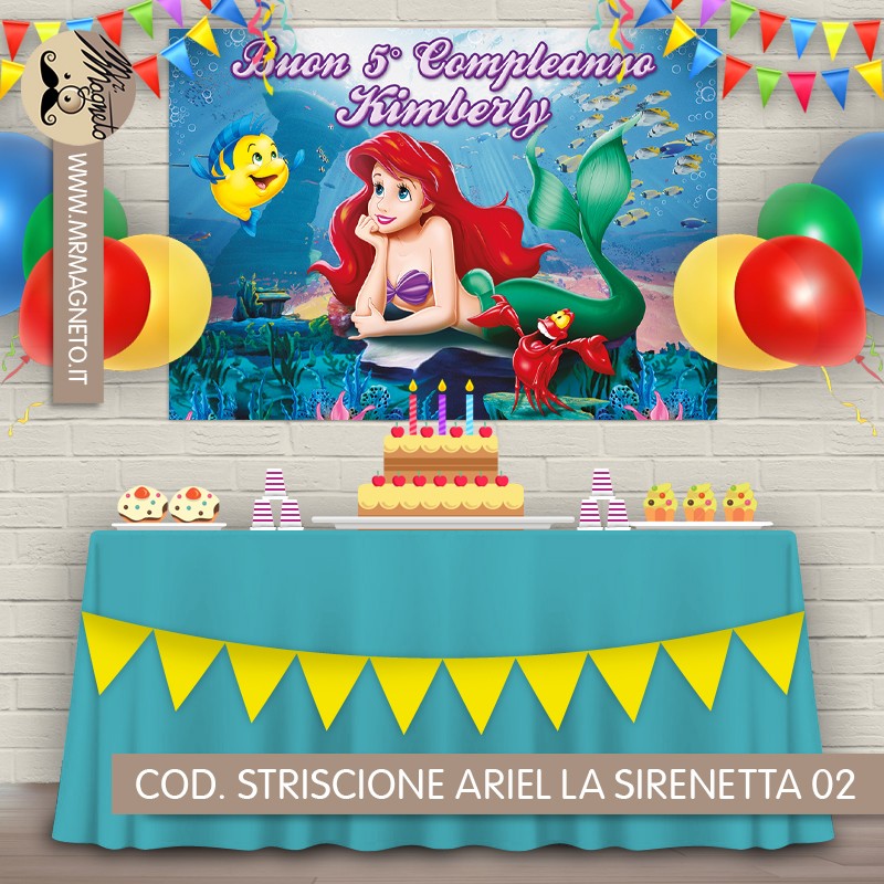 Striscione Ariel Sirenetta - 02 - carta cm 140x100 personalizzato