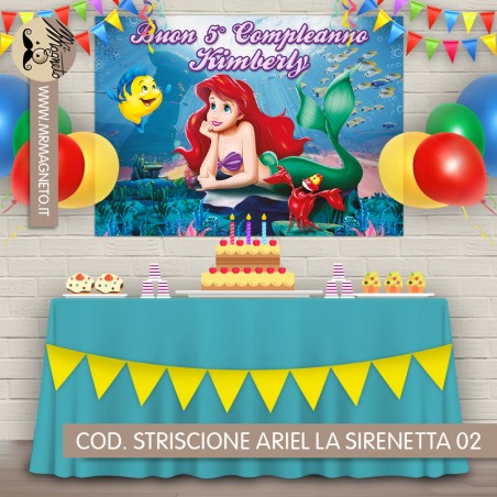 Striscione Ariel Sirenetta - 02 - carta cm 140x100 personalizzato