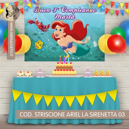 Striscione Ariel Sirenetta - 03 - carta cm 140x100 personalizzato