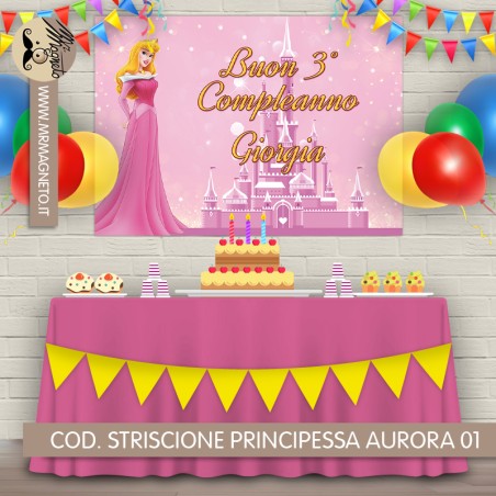 Striscione Principessa Aurora la bella addormentata nel bosco - 01 - carta cm 140x100 personalizzato