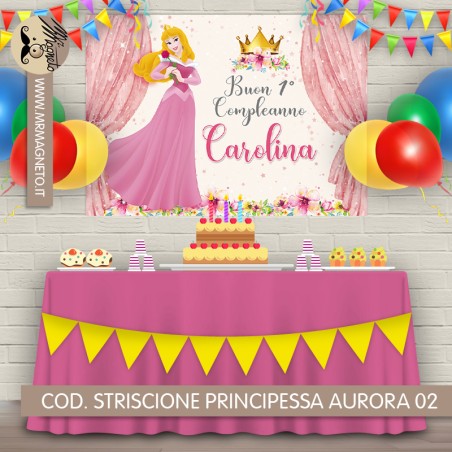 Striscione Principessa Aurora la bella addormentata nel bosco - 02 - carta cm 140x100 personalizzato