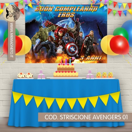 Striscione Avengers - 01 - carta cm 140x100 personalizzato