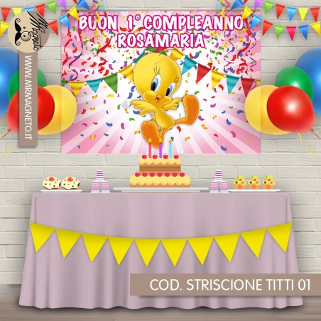 Striscione Titti e Silvestro - 01 - carta cm 140x100 personalizzato