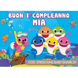 Striscione Baby Shark - 01 - carta cm 140x100 personalizzato