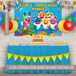 Striscione Baby Shark Natale - 02 - carta cm 140x100 personalizzato