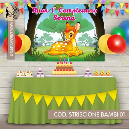 Striscione Bambi - 01 - carta cm 140x100 personalizzato