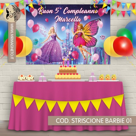 Striscione Barbie - 01 - carta cm 140x100 personalizzato