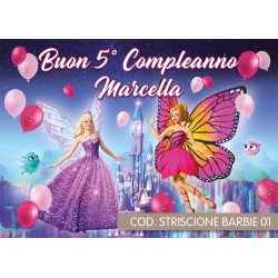 Striscione Barbie - 01 - carta cm 140x100 personalizzato