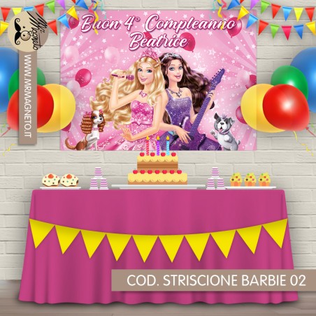 Striscione Barbie - 02 - carta cm 140x100 personalizzato