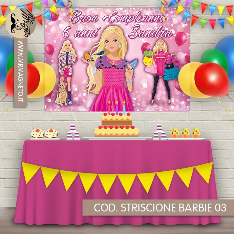 Striscione Barbie - 03 - carta cm 140x100 personalizzato