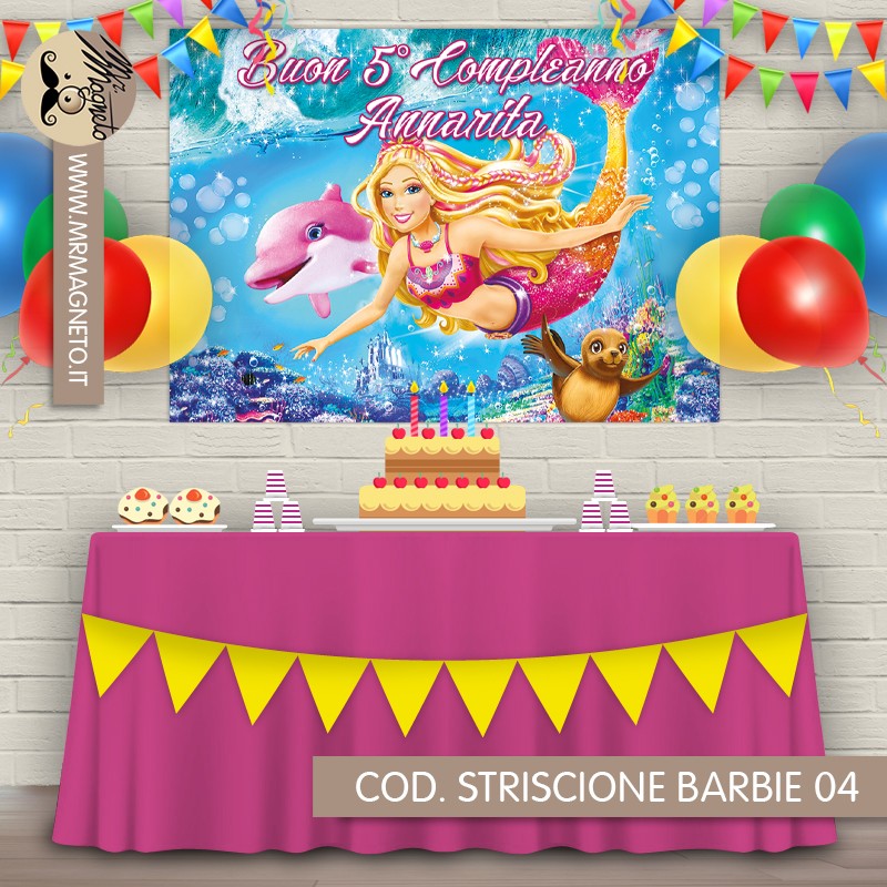 Striscione Barbie - 04 - carta cm 140x100 personalizzato