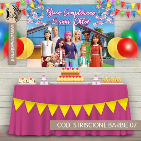 Striscione Barbie - 07 - carta cm 140x100 personalizzato