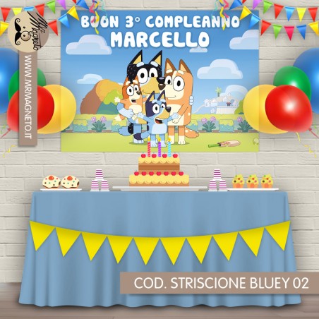 Striscione Bluey - 02 - carta cm 140x100 personalizzato