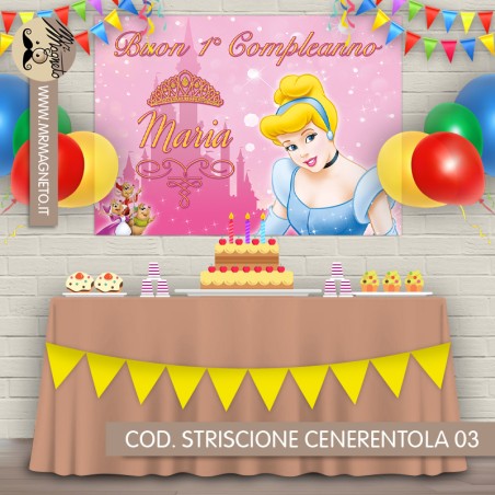 Striscione Cenerentola - 03 - carta cm 140x100 personalizzato