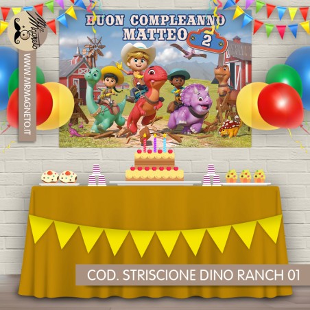 Striscione Dino ranch - 01 - carta cm 140x100 personalizzato