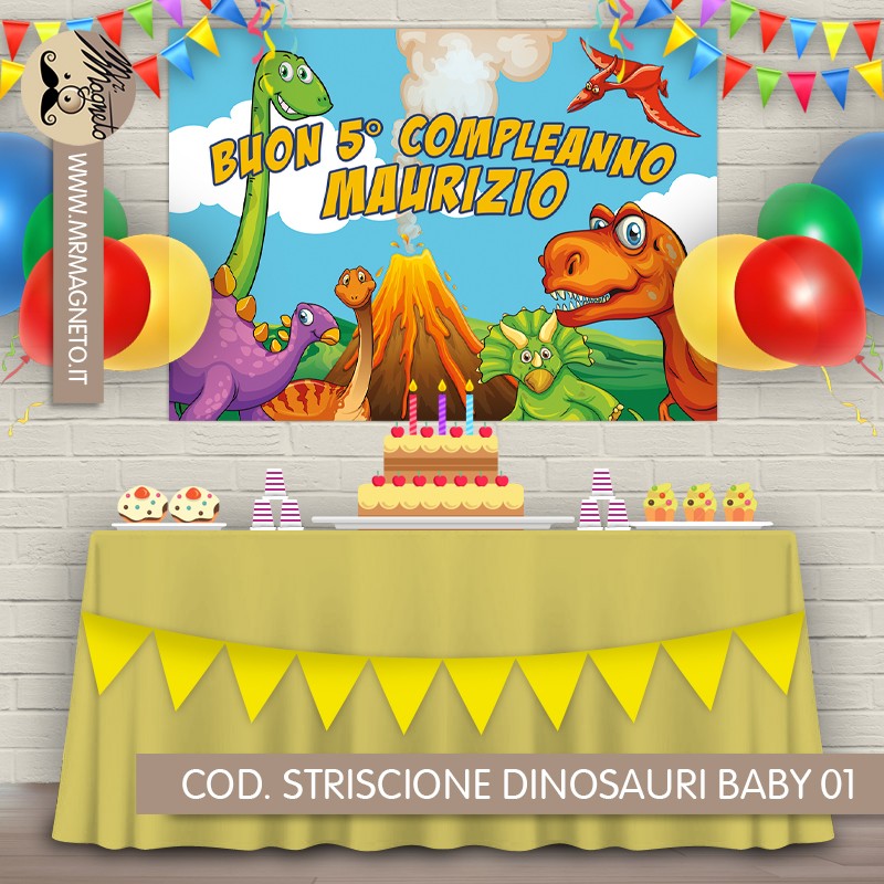 Striscione Dinosauri Baby - 01 - carta cm 140x100 personalizzato