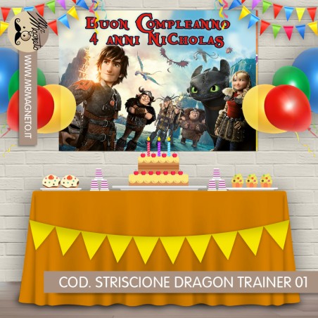 Striscione Dragon Trainer - 01 - carta cm 140x100 personalizzato