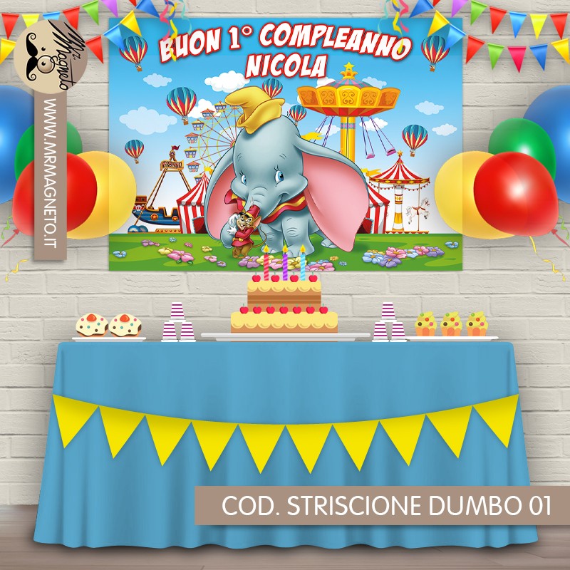 Striscione Dumbo - 01 - carta cm 140x100 personalizzato
