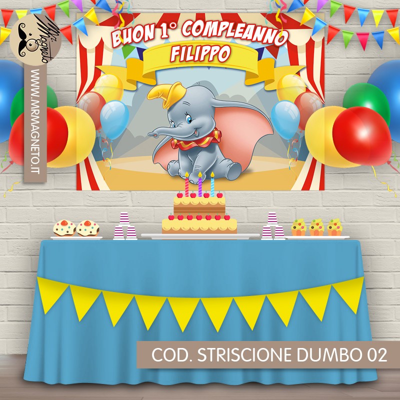 Striscione Dumbo - 02 - carta cm 140x100 personalizzato