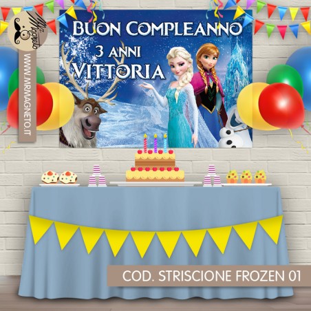 Striscione Frozen - 01 - carta cm 140x100 personalizzato