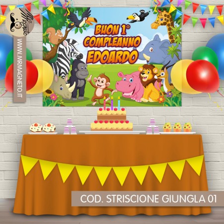 Striscione Giungla - 01 - carta cm 140x100 personalizzato