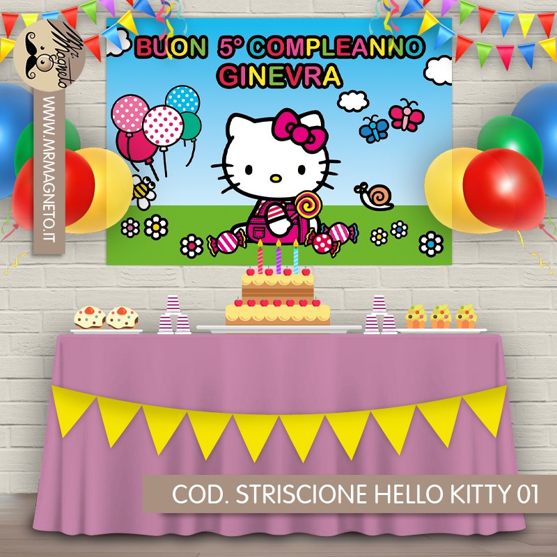 Striscione Hello Kitty - 01 - carta cm 140x100 personalizzato