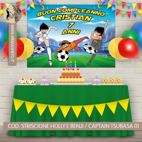 Striscione Holly e Benji / Captain Tsubasa - 01 - carta cm 140x100 personalizzato