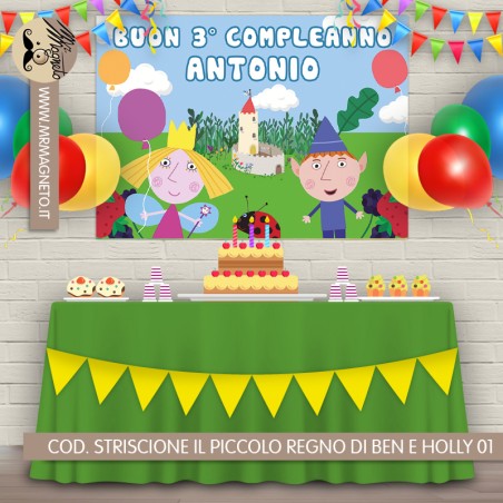 Striscione Il piccolo regno di Ben e Holly - 01 - carta cm 140x100 personalizzato