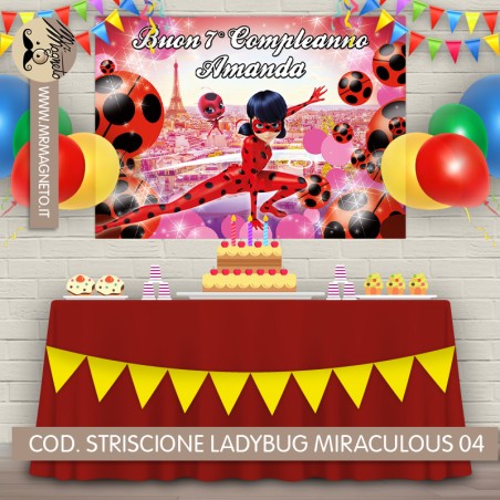 Striscione Ladybug Miraculous - 04 - carta cm 140x100 personalizzato